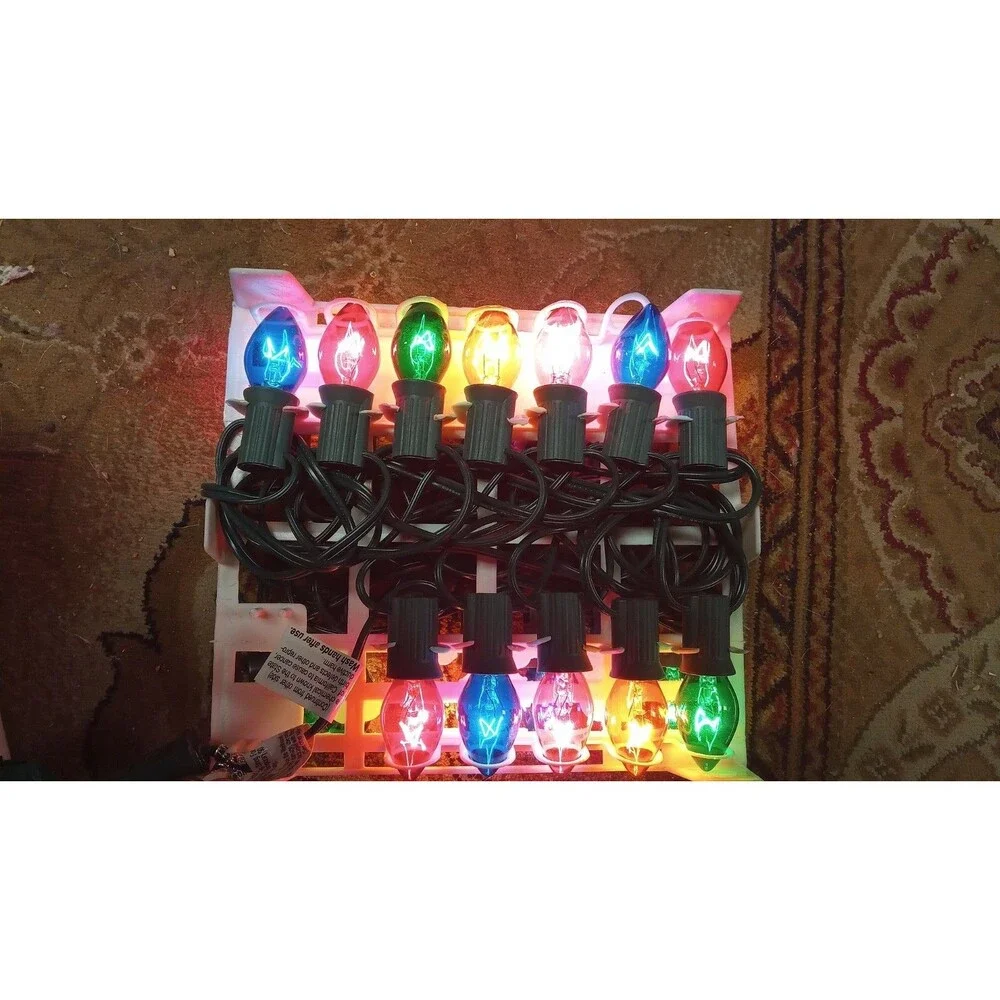Hobby Lobby 25 Count C7 Multi Color Transparent Incandescent Christmas Lights